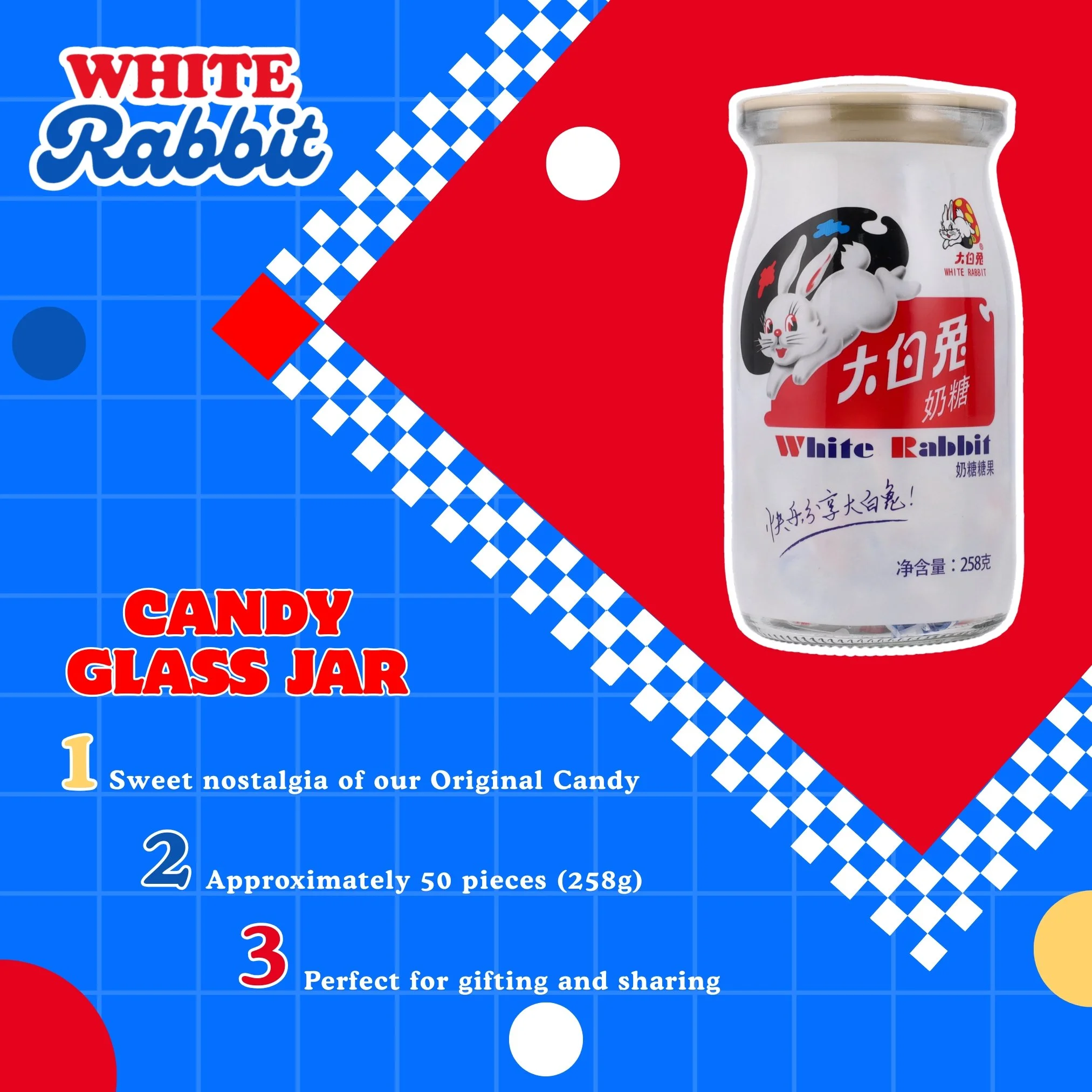 White Rabbit Original Candy Glass Jar (258g) — White Rabbit