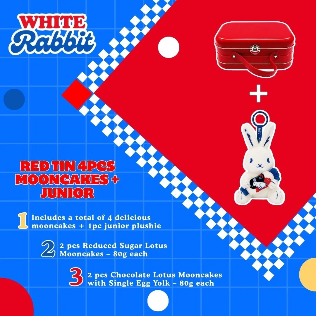 Red Tin Mooncake Gift Set with 4 Junior Mooncakes & Scented Junior Plushie!