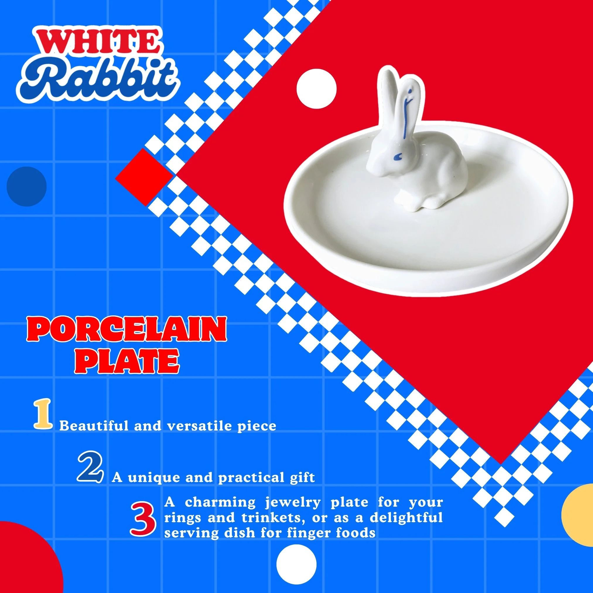 White Rabbit Porcelain Plate