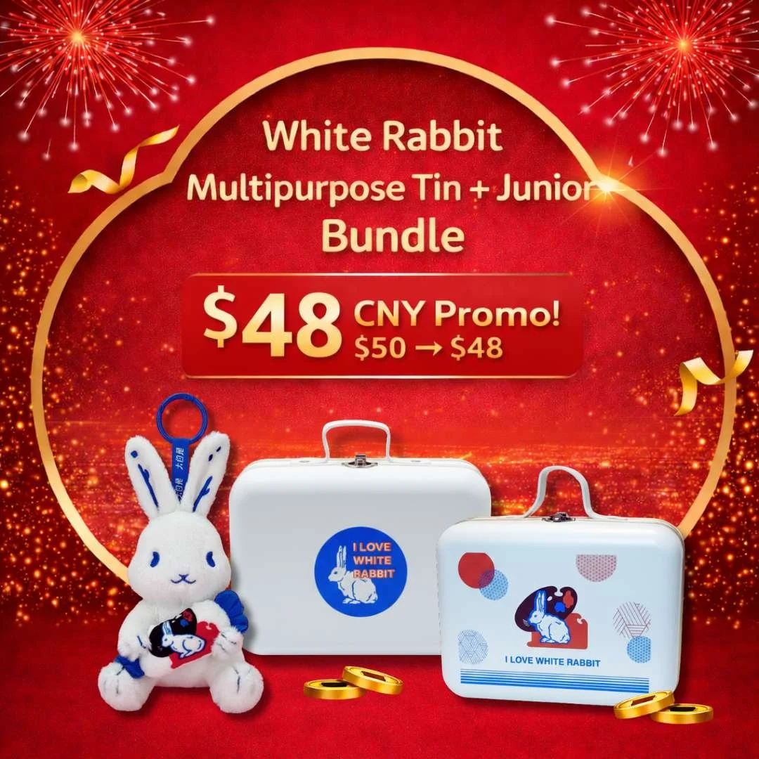 White Rabbit CNY Premium Bundle – Multipurpose Tin + Junior Plush | $48 Promo!
