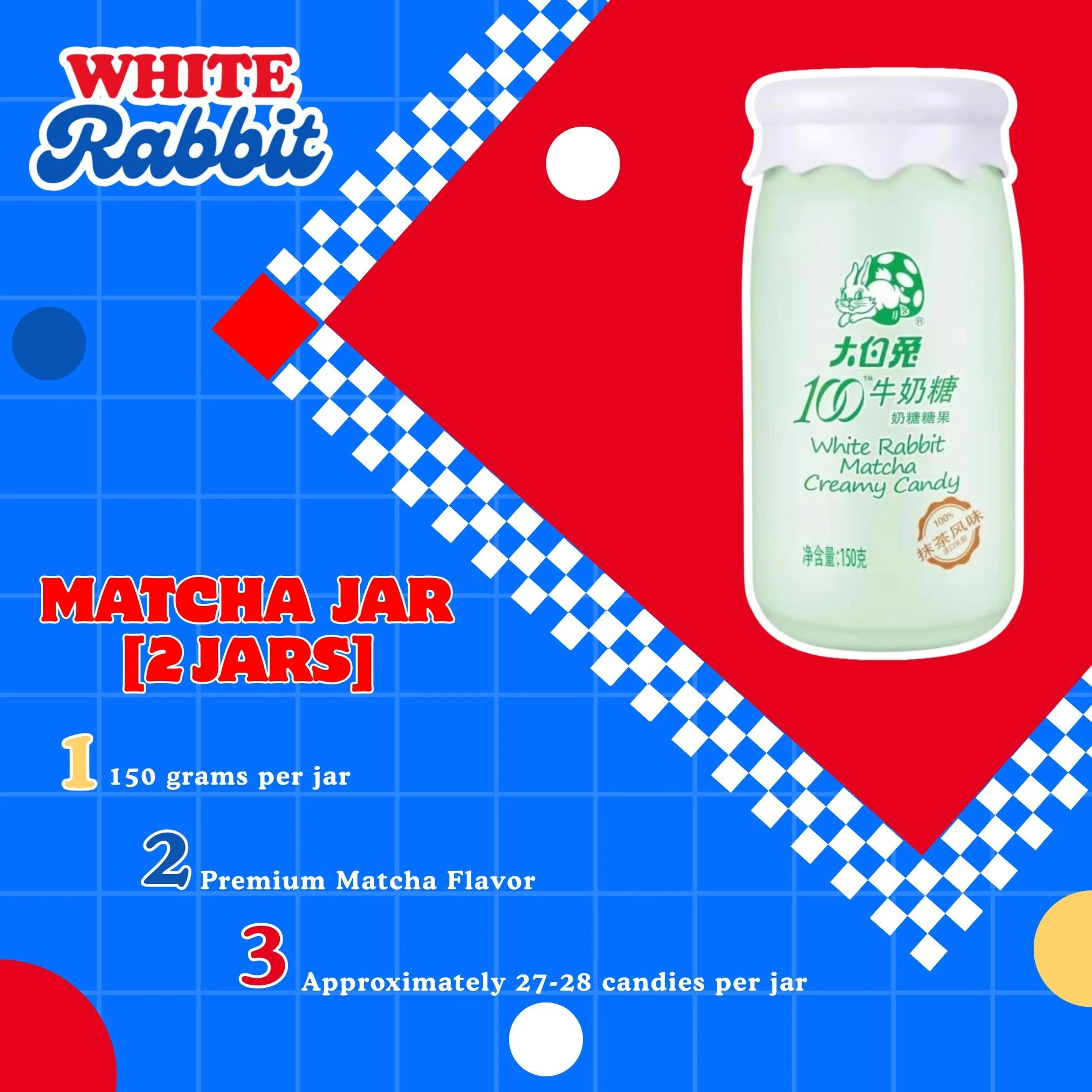 White Rabbit Matcha Creamy Candy [150g/each] — 2 Jars for S$13