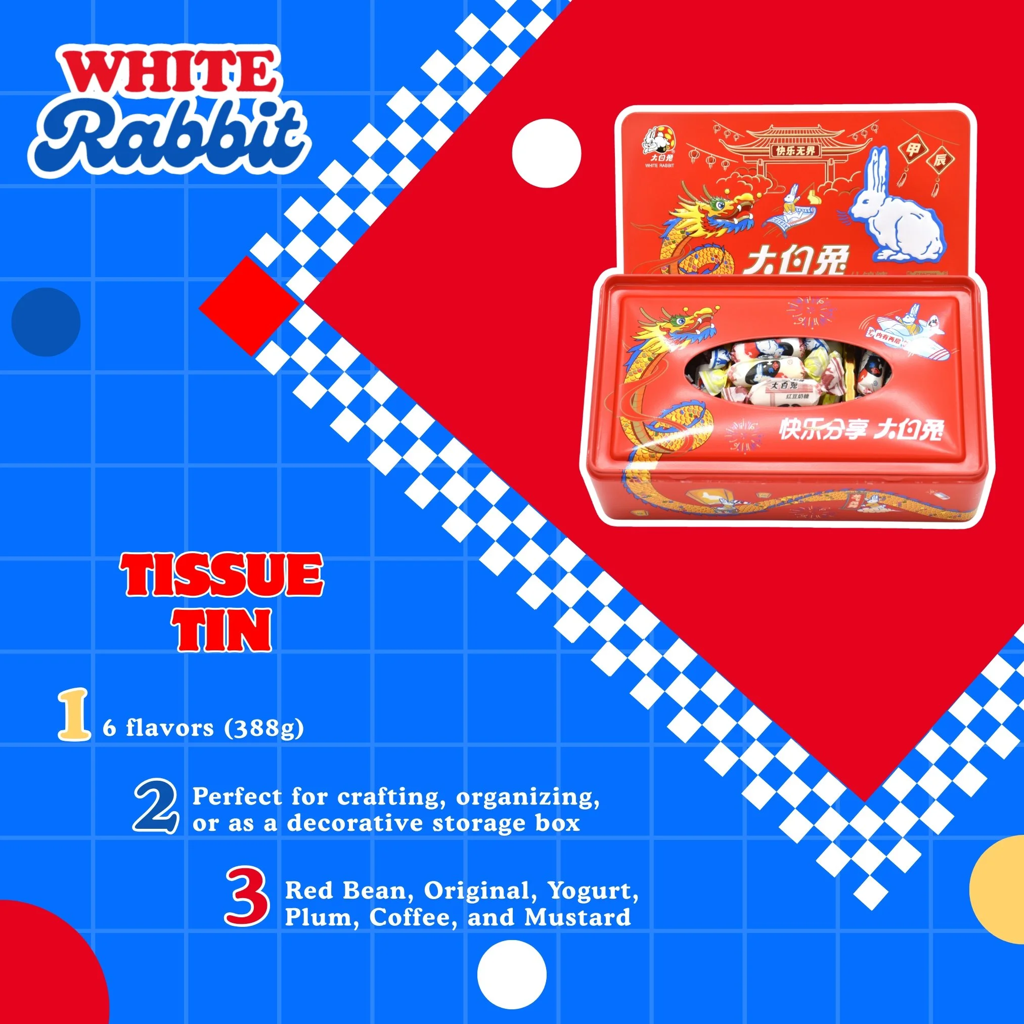 White Rabbit Assorted Tissue Box Tin (388g)