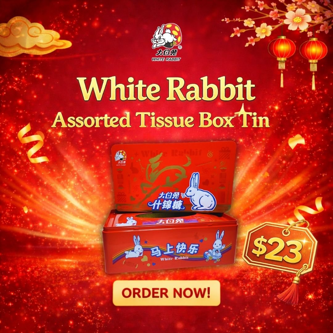White Rabbit Assorted Tissue Box Candies | 6 Flavours | Zodiac Year of the Horse CNY 2026
