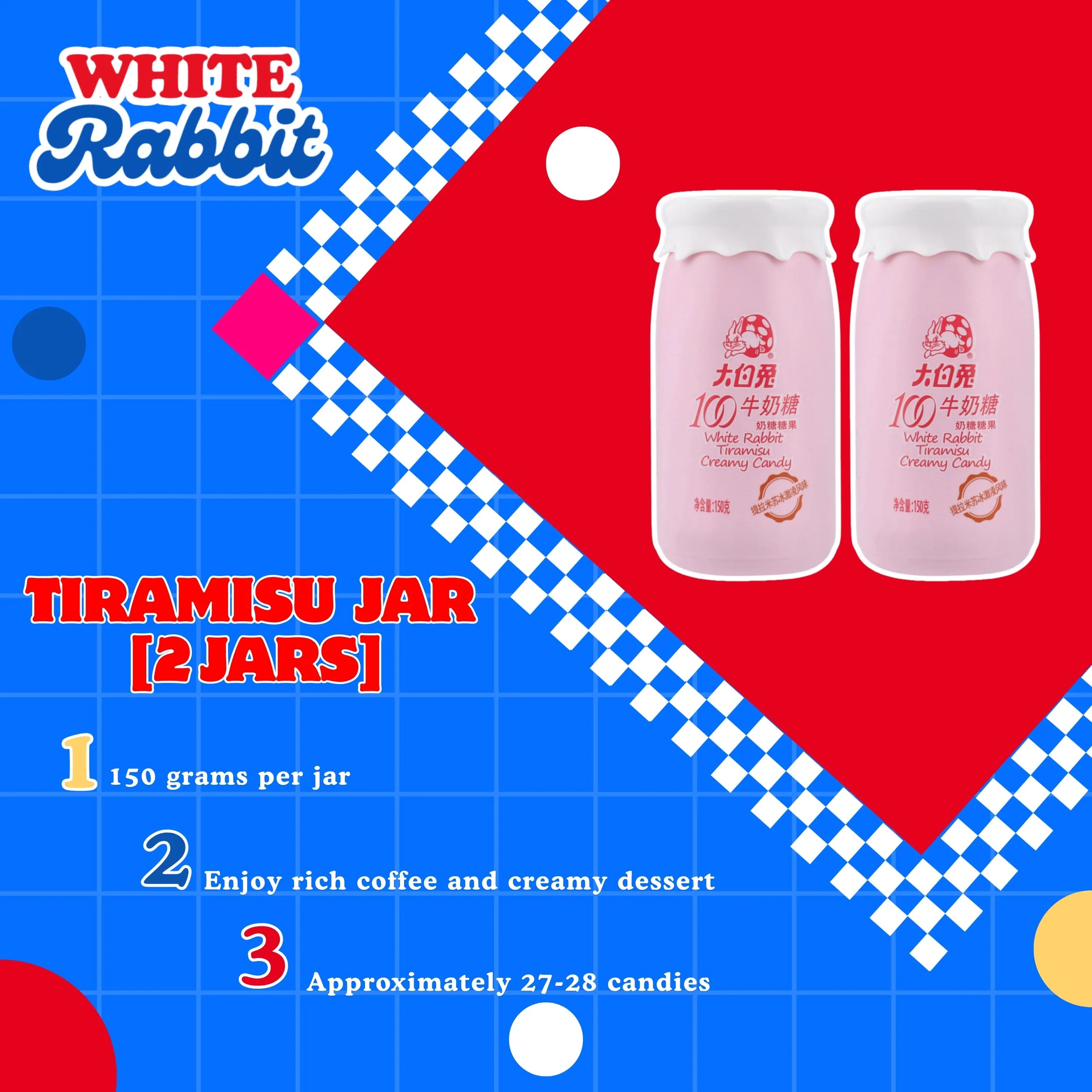 White Rabbit 100 Series : Tiramisu Milk Jar Candy (150g) | 2 JARS for $13!