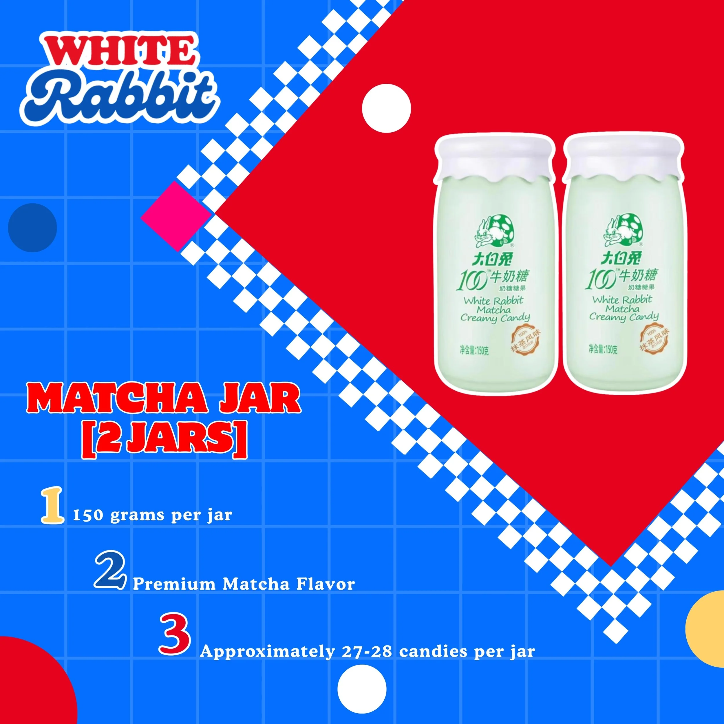 White Rabbit Matcha Creamy Candy [150g/each] — 2 Jars for S$13
