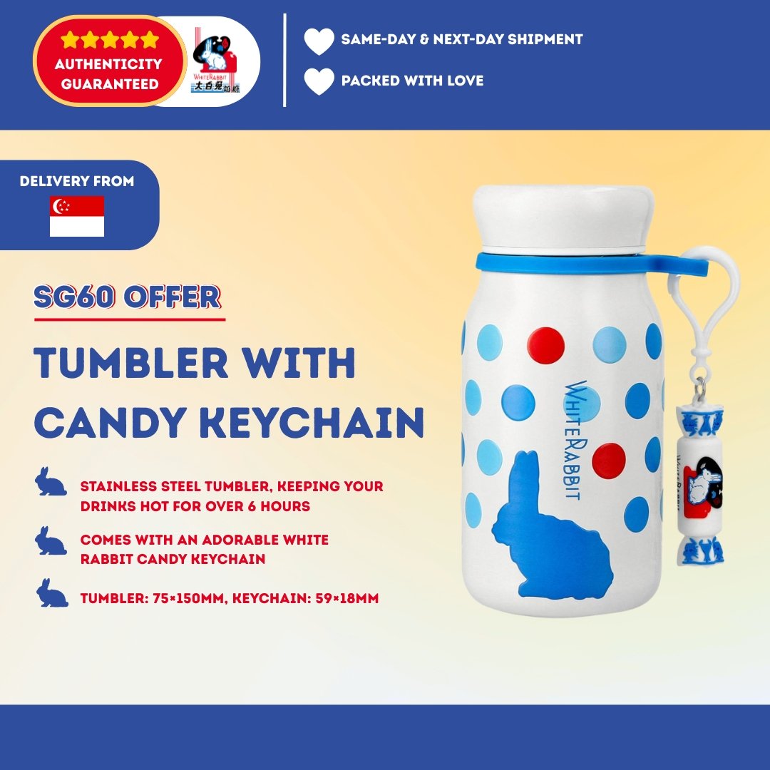 White Rabbit Tumbler with Candy Keychain