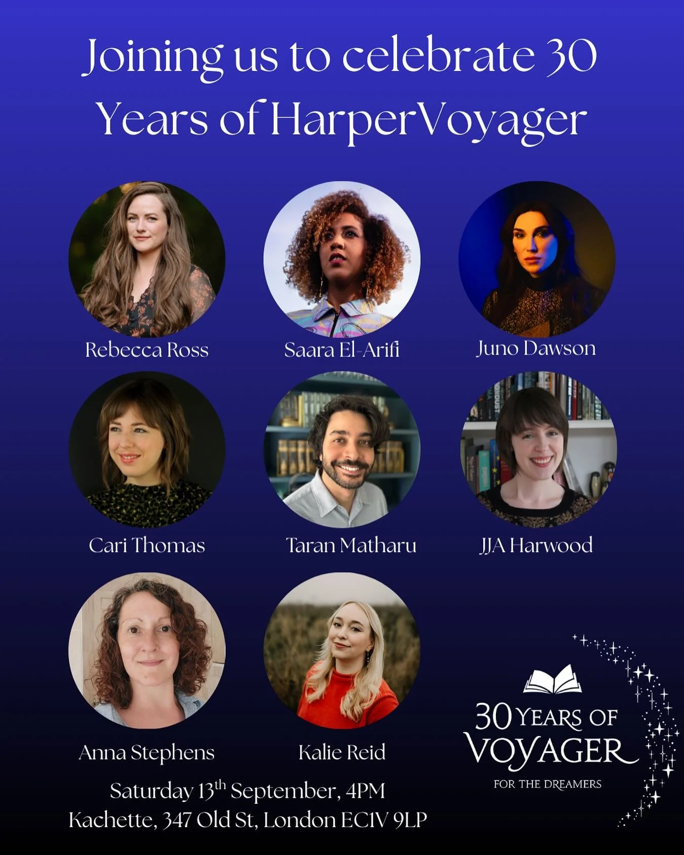 I&rsquo;m delighted to be attending the Voyager 30th event on 13th September. I&rsquo;ll be signing copies and taking photos with readers, so please do come along and say hi!