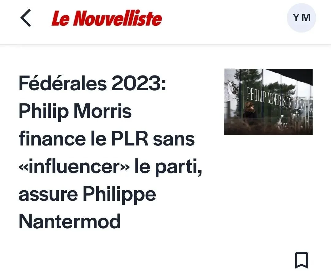 C'est touchant la g&eacute;n&eacute;rosit&eacute; d'une multinationale qui donne 70'000 francs &agrave; la droite sans rien attendre en retour 💖