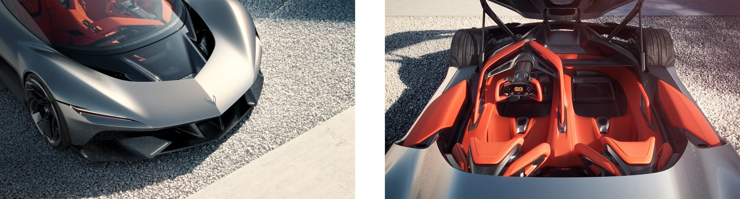 High-end automotive CGI visualization of a sleek electric supercar with cinematic lighting and architectural environment, demonstrating professional 3D rendering, retouching, and post-production.