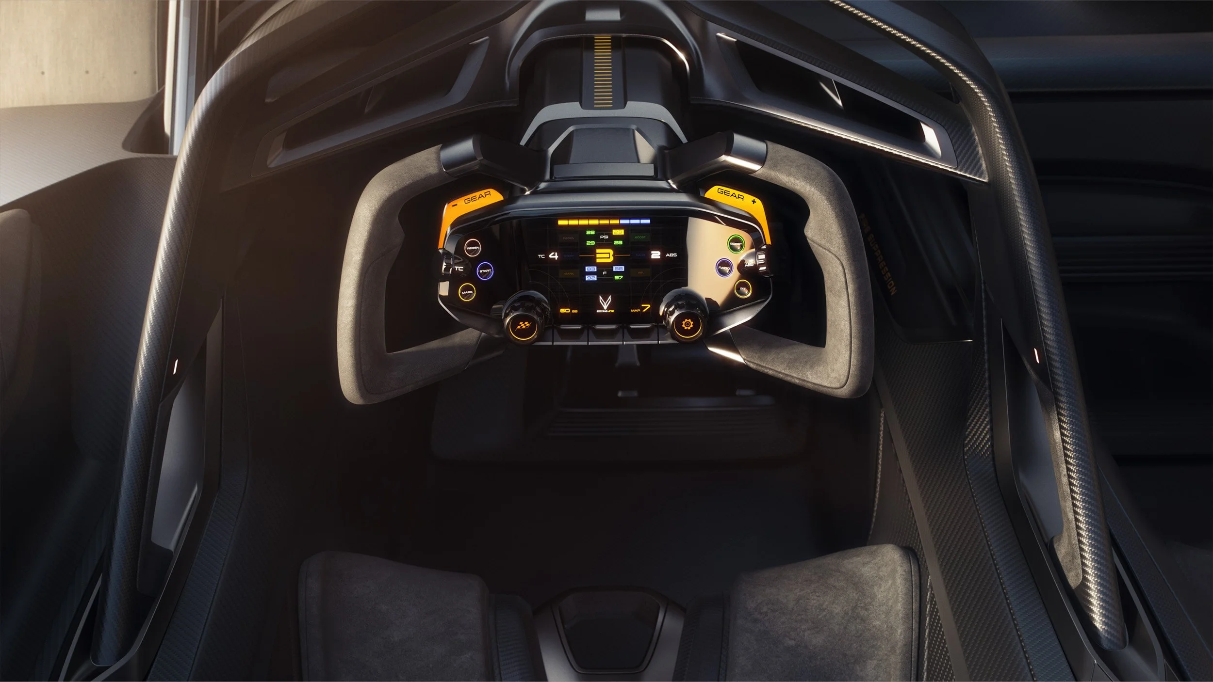 Driver's view of a CXR steering wheel