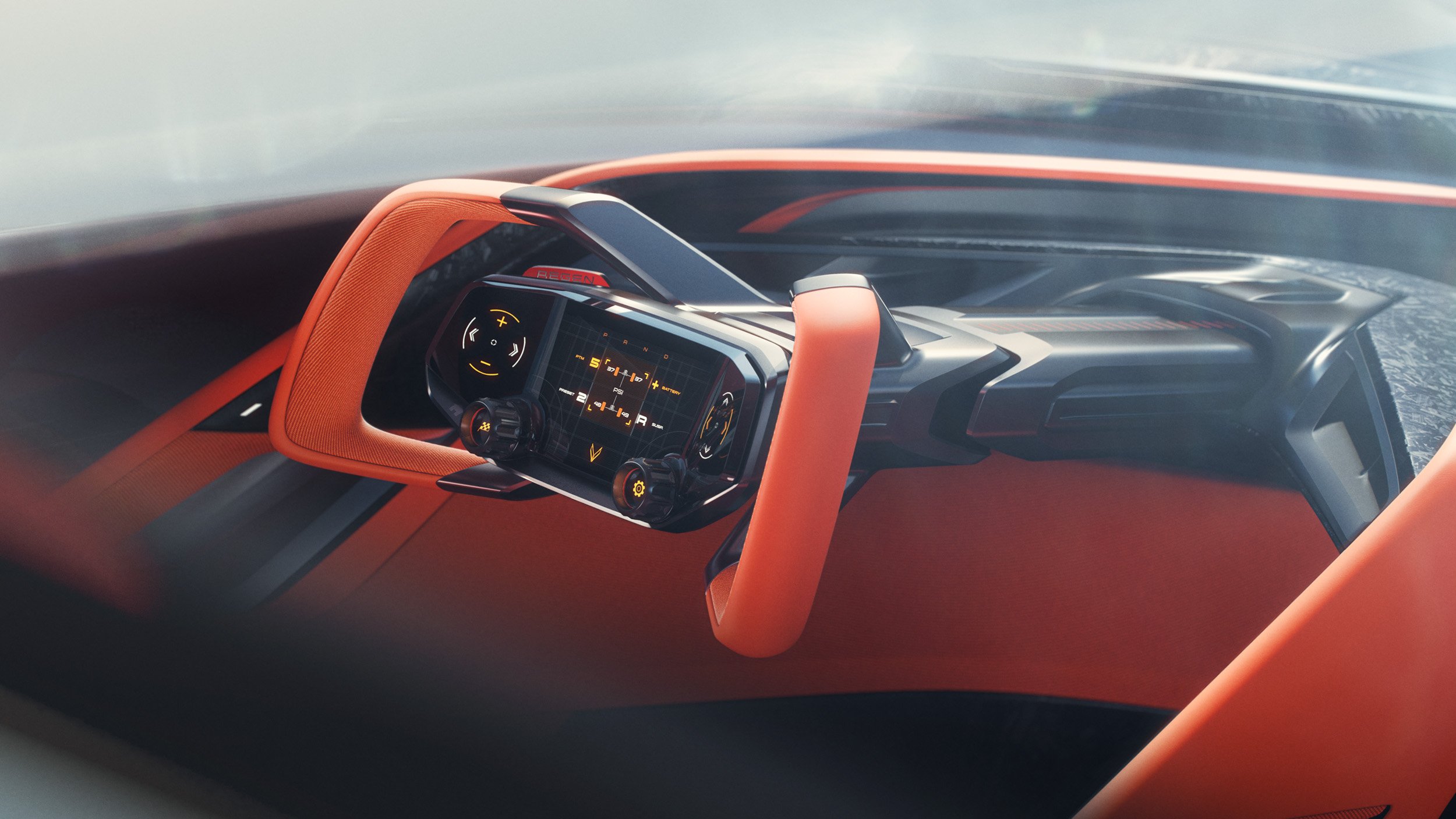 Photorealistic CGI render of a futuristic silver supercar parked in a minimalist architectural setting, showcasing advanced automotive visualization, lighting, and post-production compositing.