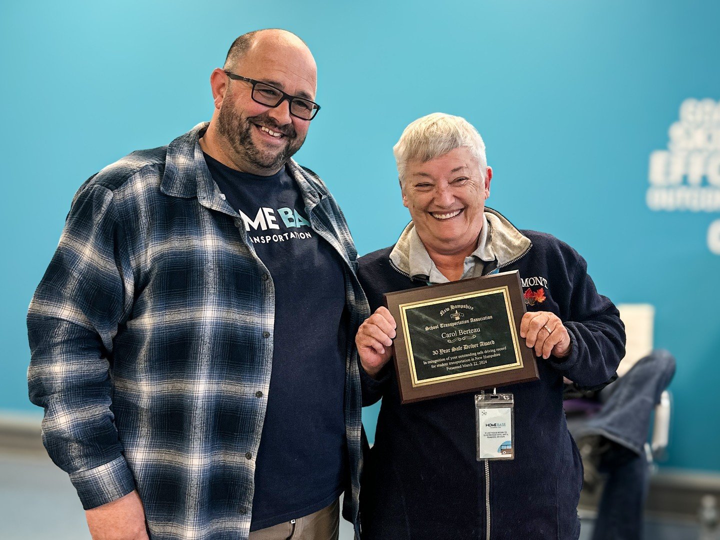 Congratulations, Carol and Eddie! 🎉🙌

Home Base recently went to the NHTSA recognition dinner where TWO of our drivers received awards for being long-term accident-free drivers!

🏆 30 Year Safe Driver Award to Carol
🏆 25 Year Safe Driver Award to