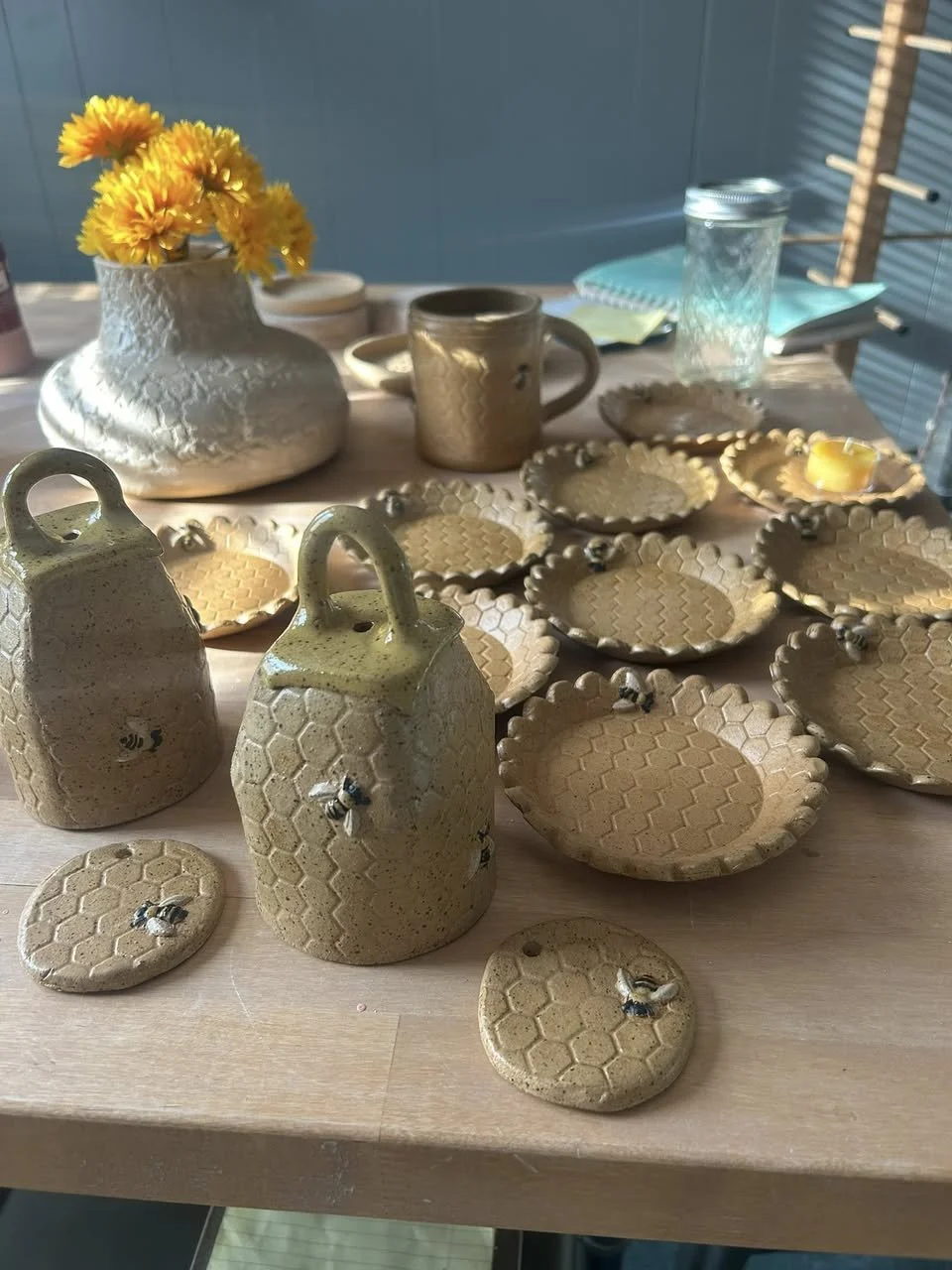 Honey Bee Plates with Garden Bells.jpg