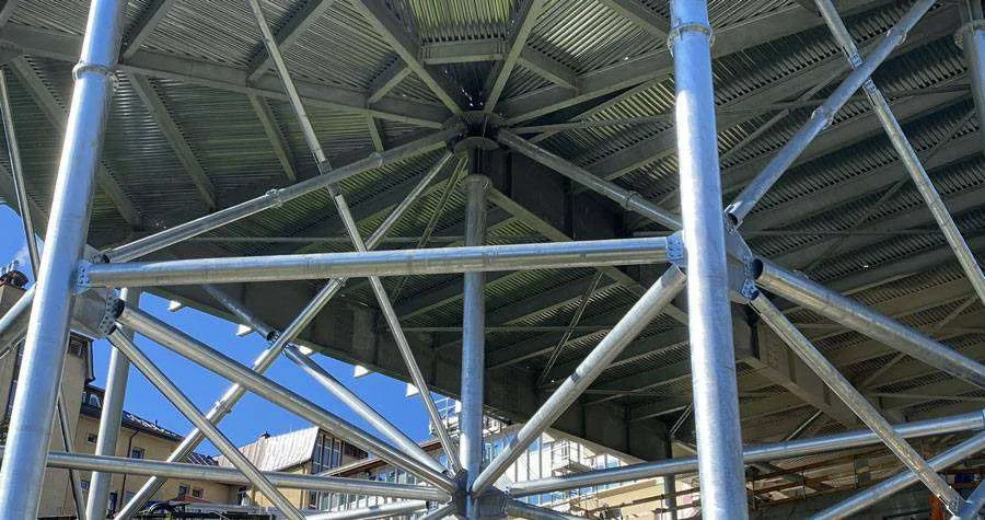 Structural steel structure before passive fire protection installation in Pieve di Cadore