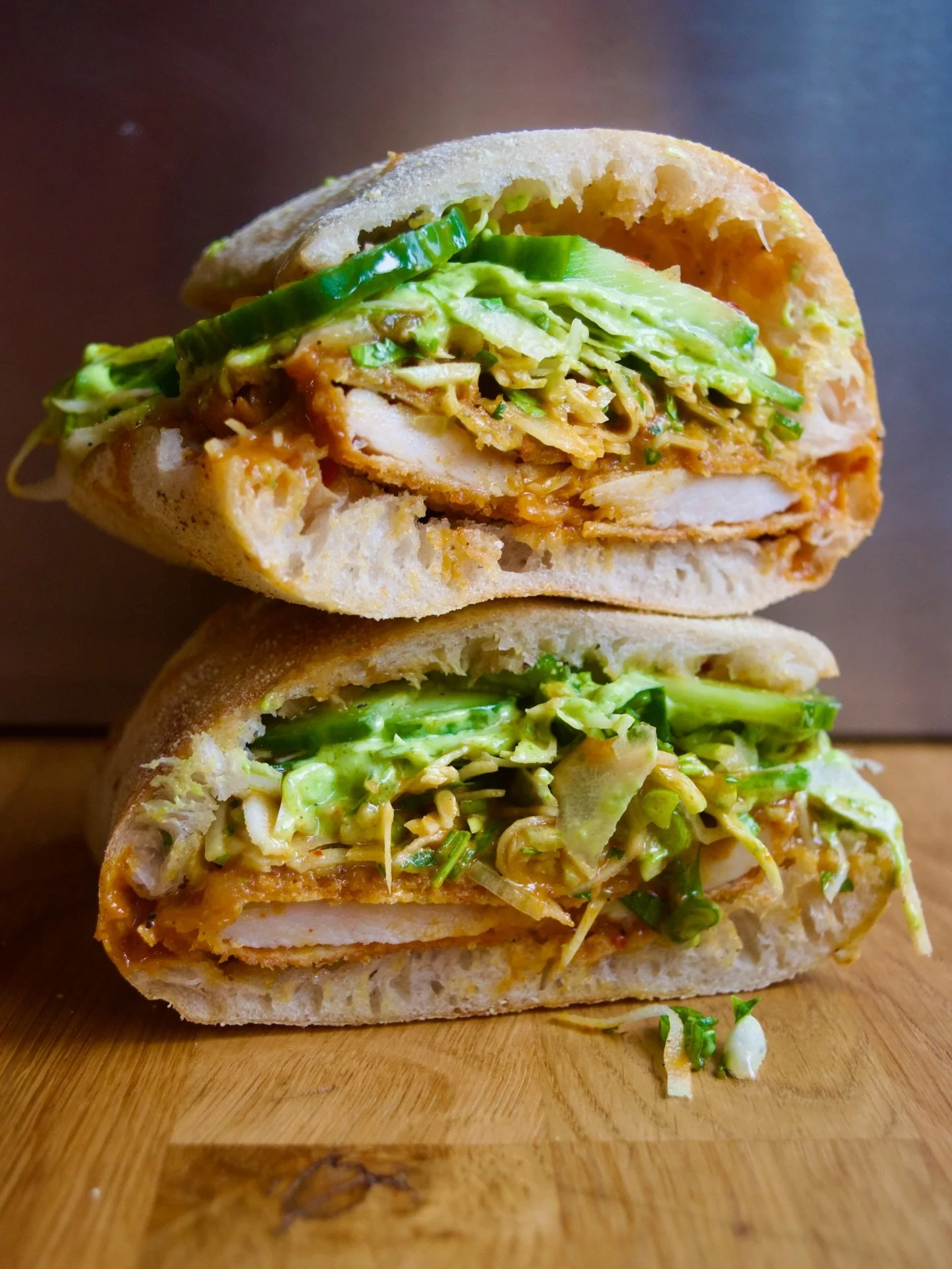 The Katsu Chicken.
Only here for the week.

Already voted sarnie of the year so far by the team. They ate four yesterday while developing the recipe. Pure professionalism.

Crispy fried chicken breast smothered in rich Japanese katsu curry sauce. Shr