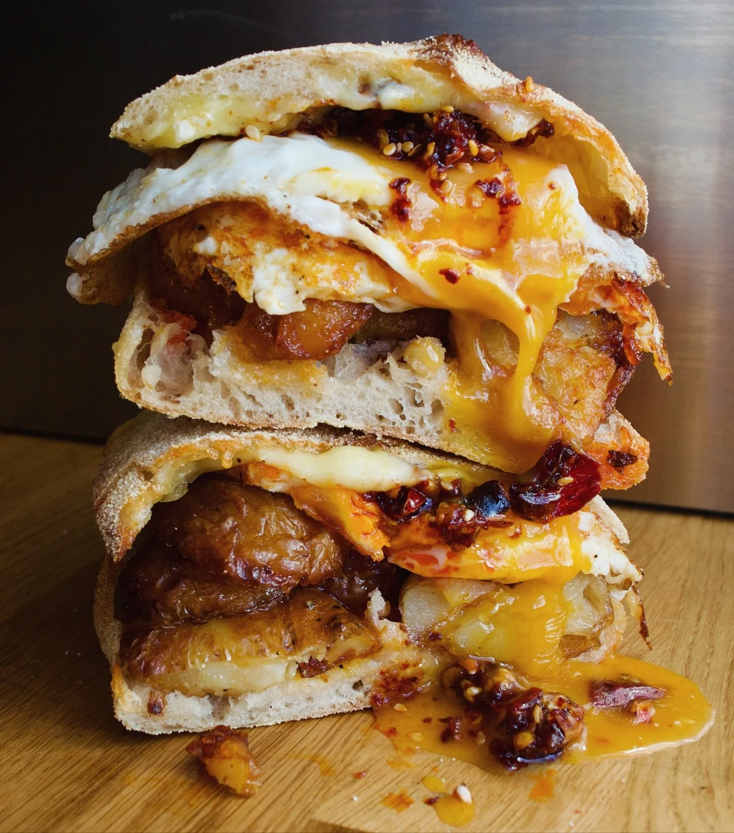 The Egg &amp; Cheese. The New York bodega staple. This isn&rsquo;t that.

This is our British version. Obviously it&rsquo;s in our crispy wood-fired roll. Obviously it&rsquo;s got chips in it. Obviously that plastic American &ldquo;cheese&rdquo; slic