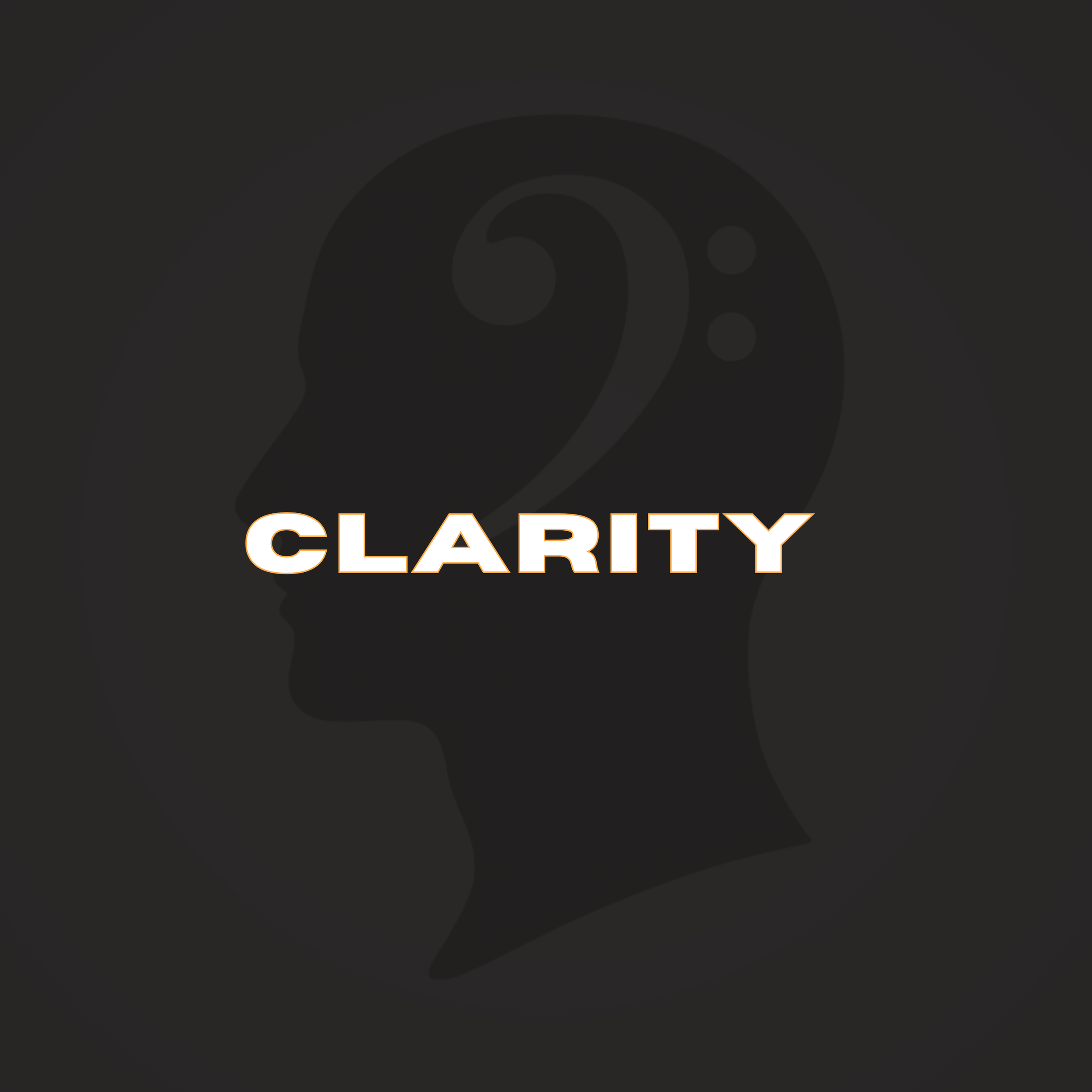 Silhouette of a person's side profile with the word 'CLARITY' overlaid in bold letters.