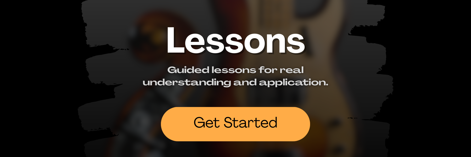 An online learning platform homepage with the word 'Lessons' and a 'Get Started' button.