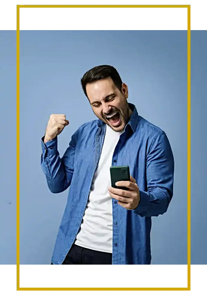 Man winning a bid at an Agnew online auction