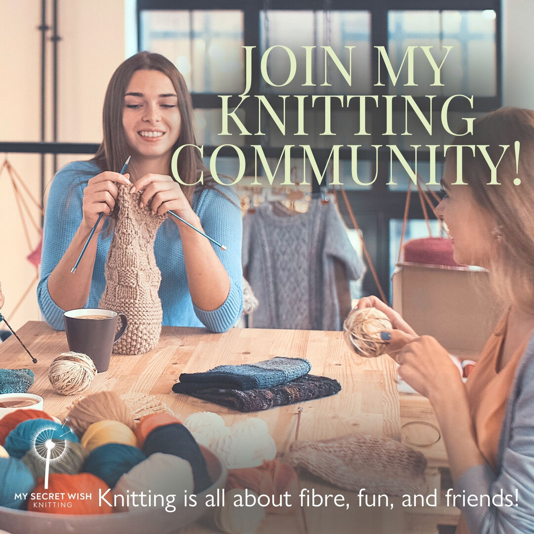 One of the best parts of knitting is knitting together. There are a few ways you can get involved in my knitting community... and they're all free!⁣. 
🧶 Join my Ravelry community (My Secret Wish Knitting)
🧶 Sign up for my newsletter.
🧶 Subscribe t