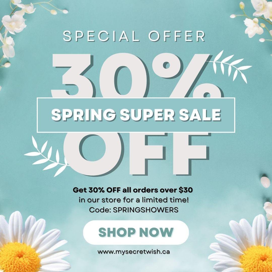 APRIL SHOWERS OF BLESSING! For a limited time, get 30% off all orders over $30 CAD at www.mysecretwish.ca! Use coupon code SPRINGSHOWERS at checkout. Happy shopping! (And knitting! 😃)