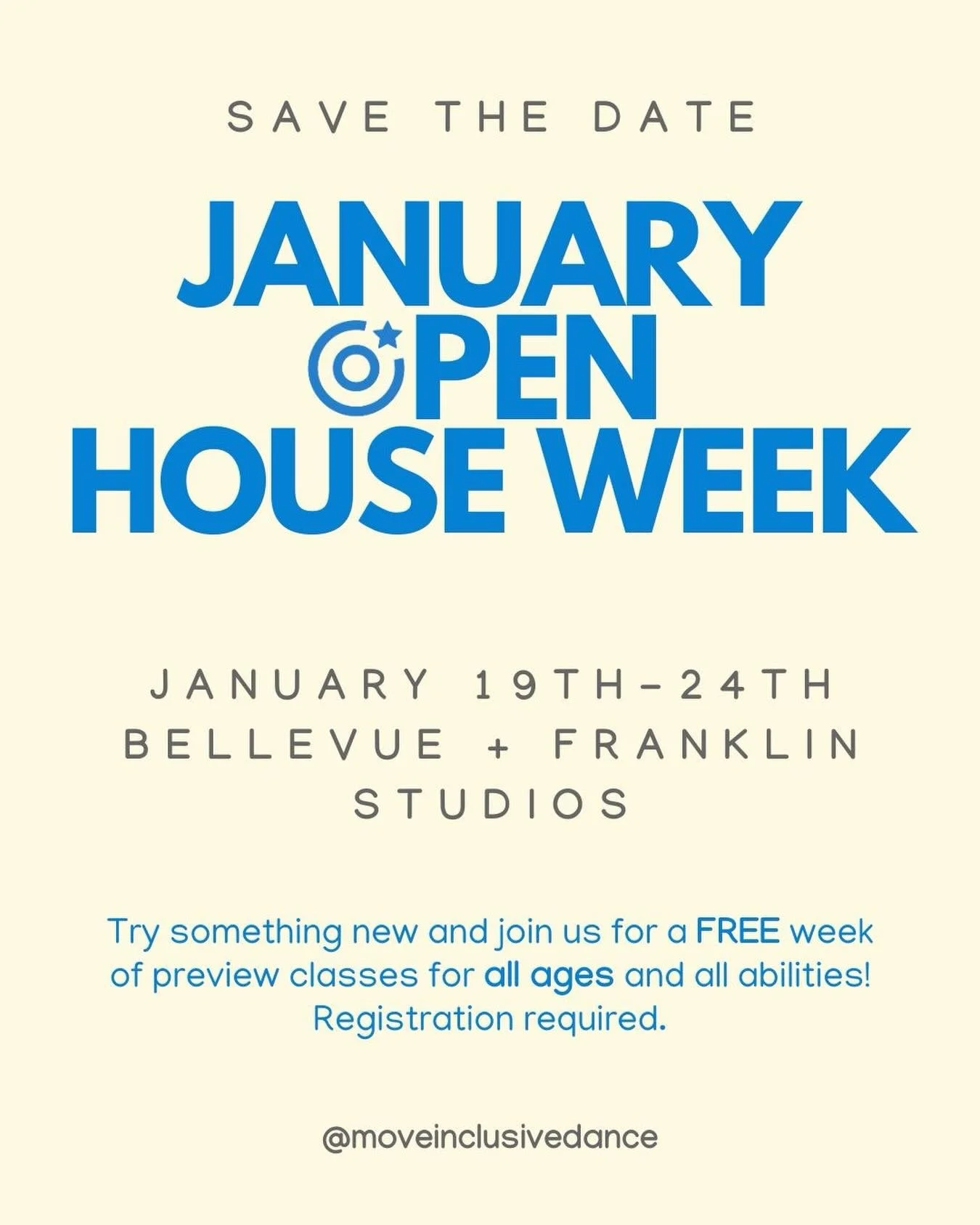 New year. Same open-armed community!

Our FREE January Open House Week is your invitation to step into a space where everyone belongs. Drop into any class at our Bellevue or Franklin studios, meet the instructors and feel the joy.

If finding communi