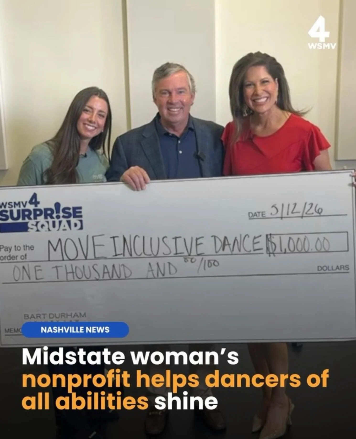 We made the news again! This time, @wsmvtv Surprise Squad came to visit our Bellevue studio and let&rsquo;s just say I was NOT prepared for how the interview ended. But the real star of this segment is our girl Emma, doing what she does best and shin
