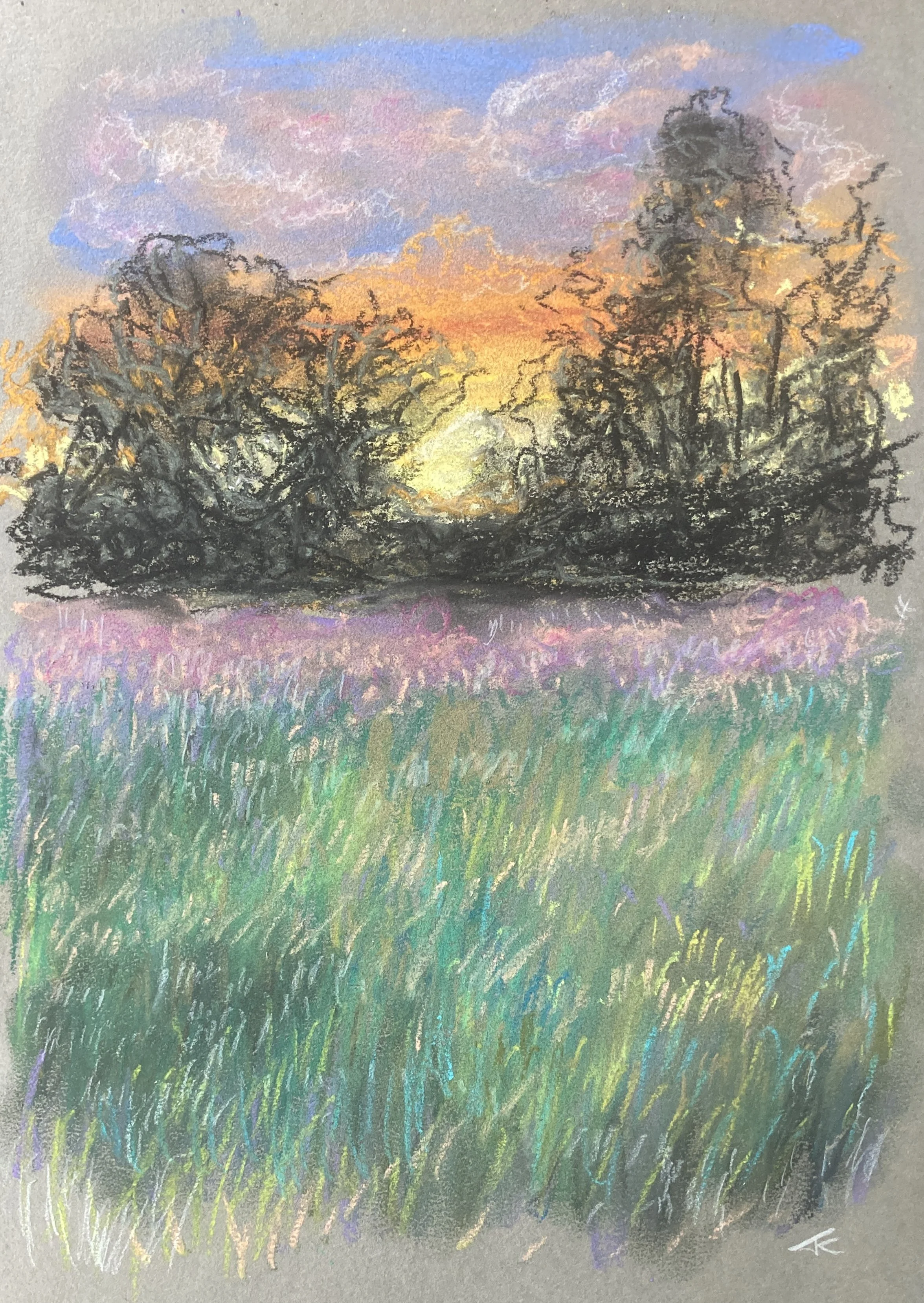 Soft pastel på papir A4  i sort træramme (DONERET TIL UGDOMMENS  RØDEKORS)