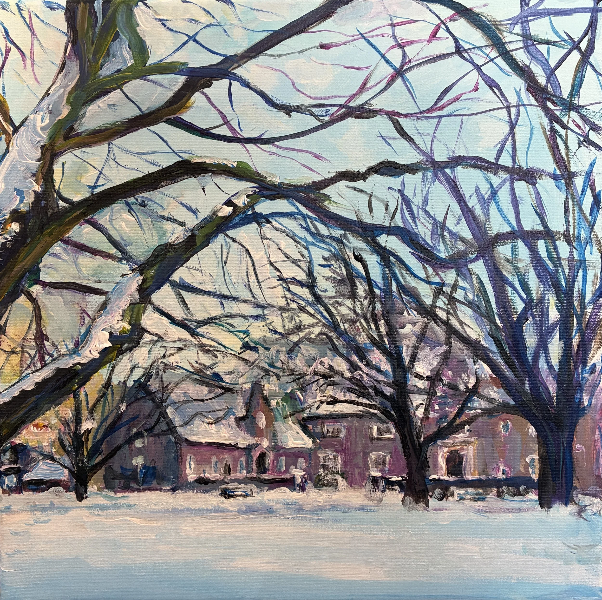 "Kunstnerfløjen, vinter" - Akryl på lærred 30 x 30