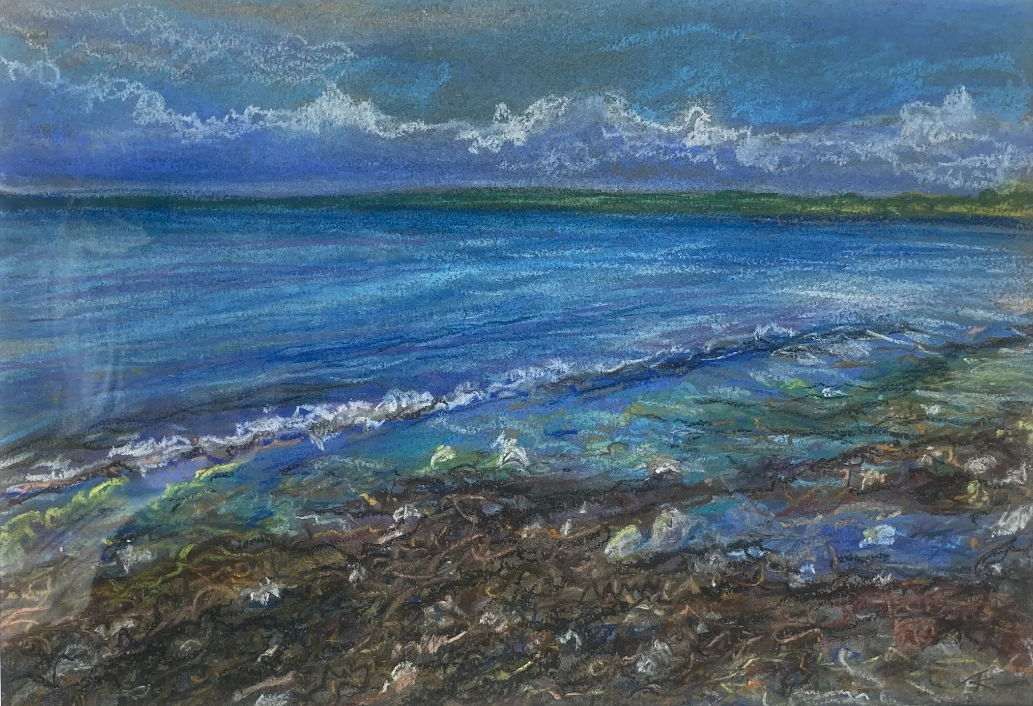 Softpastel på papir A4 i passe partout og træramme 30 x 40  (SOLGT)