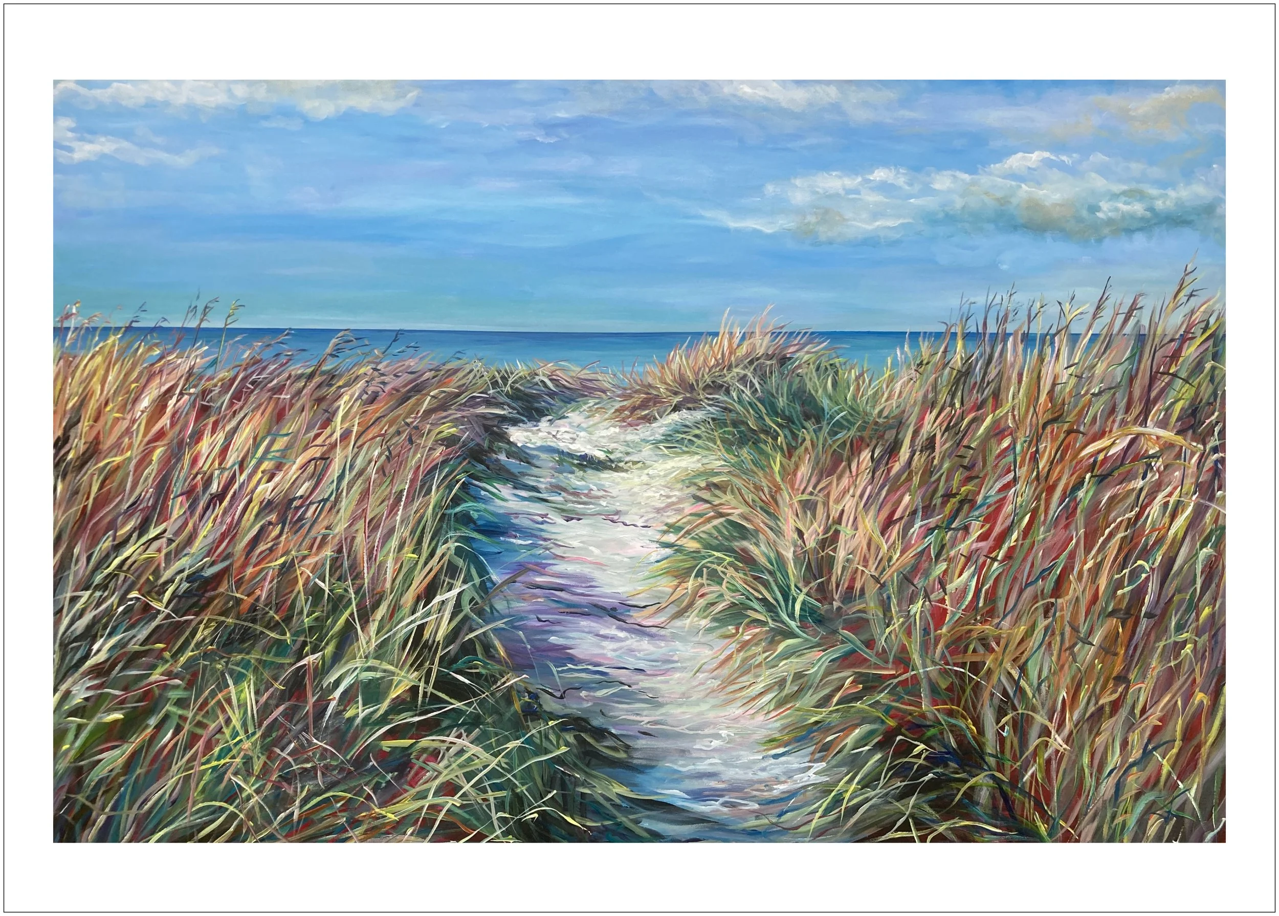 (UDSOLGT) KUNSTTRYK NR 1    PRIS 1200kr
STRANDSTI TIL VANDET, LIMITED EDITION 1-15
Signeret og nummereret  50 x 70   
Trykt på eksklusivt filtbaseret papir med let struktur og satinmat overflade 210gr. 