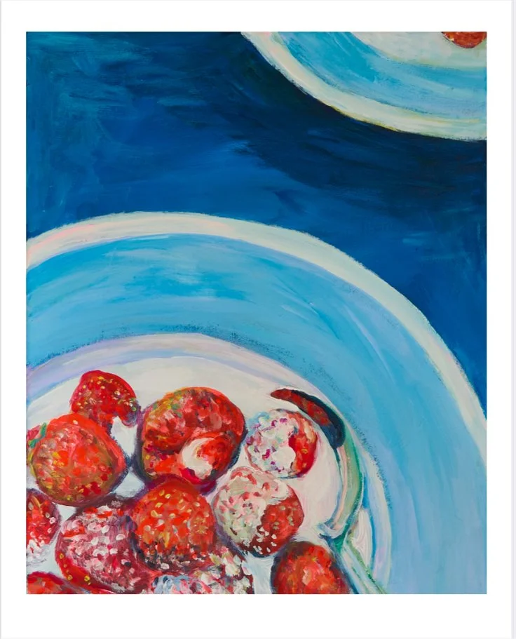 "Strawberries and cream" KUNSTPLAKAT NR 17  40 x 50   Pris 600kr     30 x 40   Pris 350kr (bredden på hvid kant varierer en smule afhængig af formatet