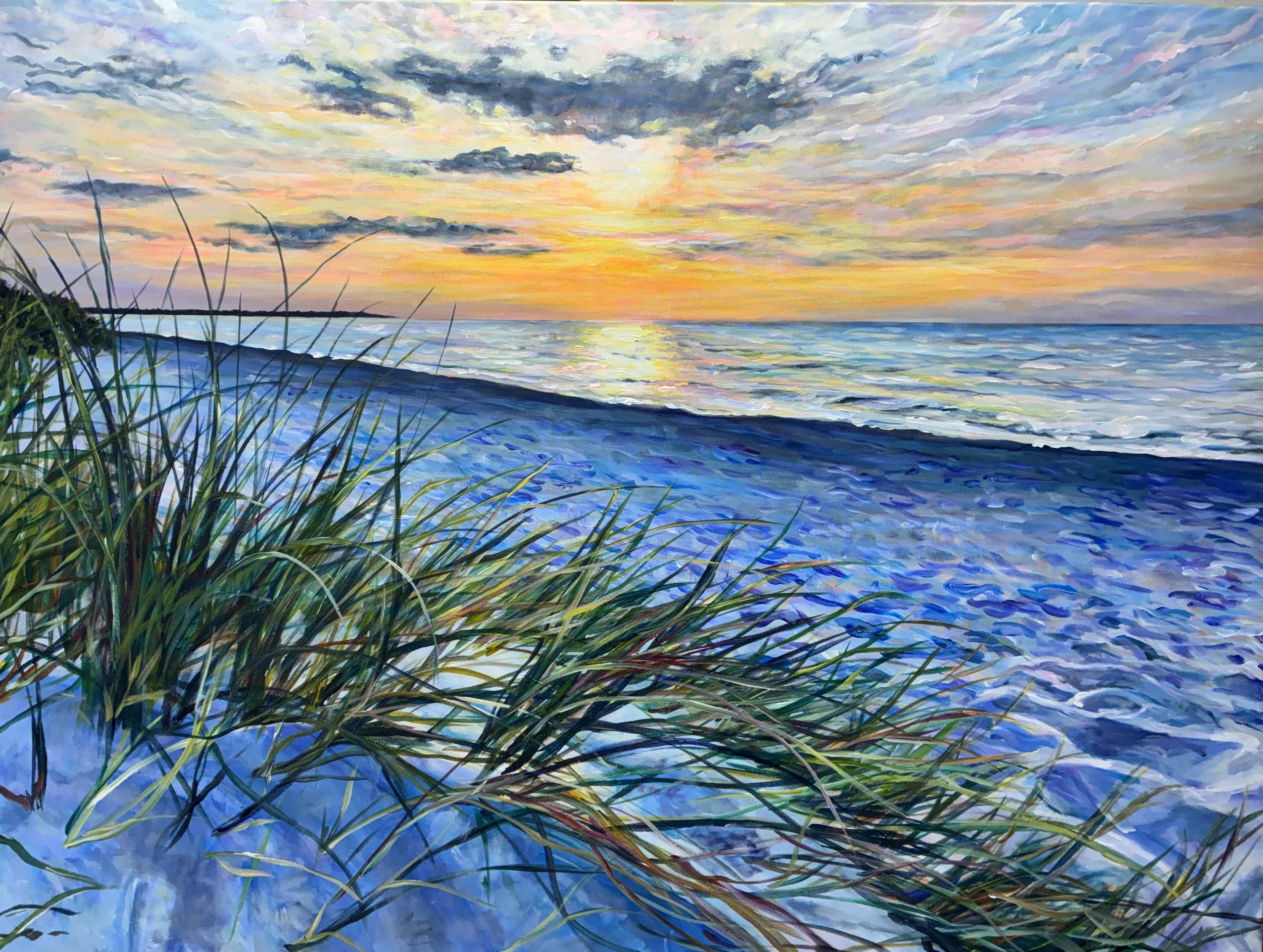 "Aftenstund ved stranden"  90 x 120 (SOLGT)