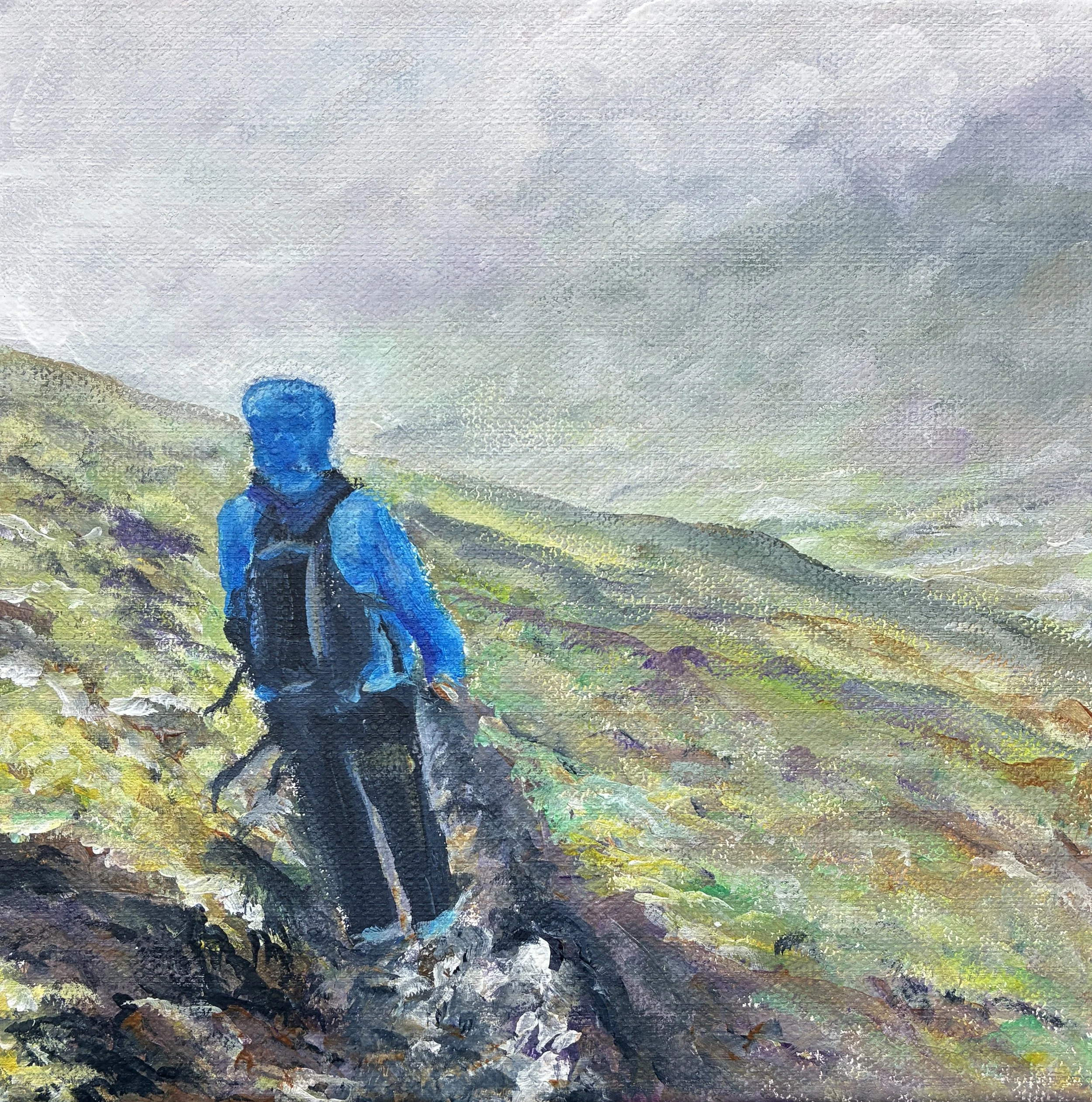 "Vandring på Færøerne" - Akryl på lærred - 20 x 20 