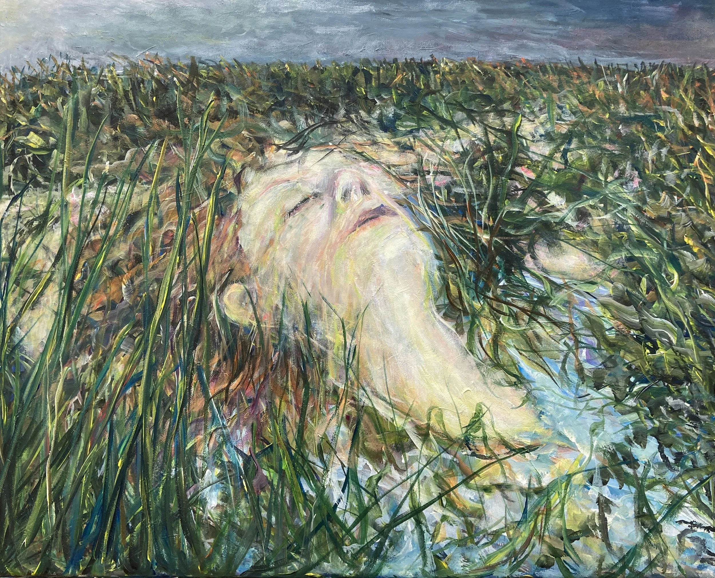I pagt med naturen 3.   Akryl på lærred 40 x 50    Et samarbejde med Lise Jørgensen, der har forfattet tekst som billederne efterfølgende er malet udfra. Tag kontakt for yderligere info og pris