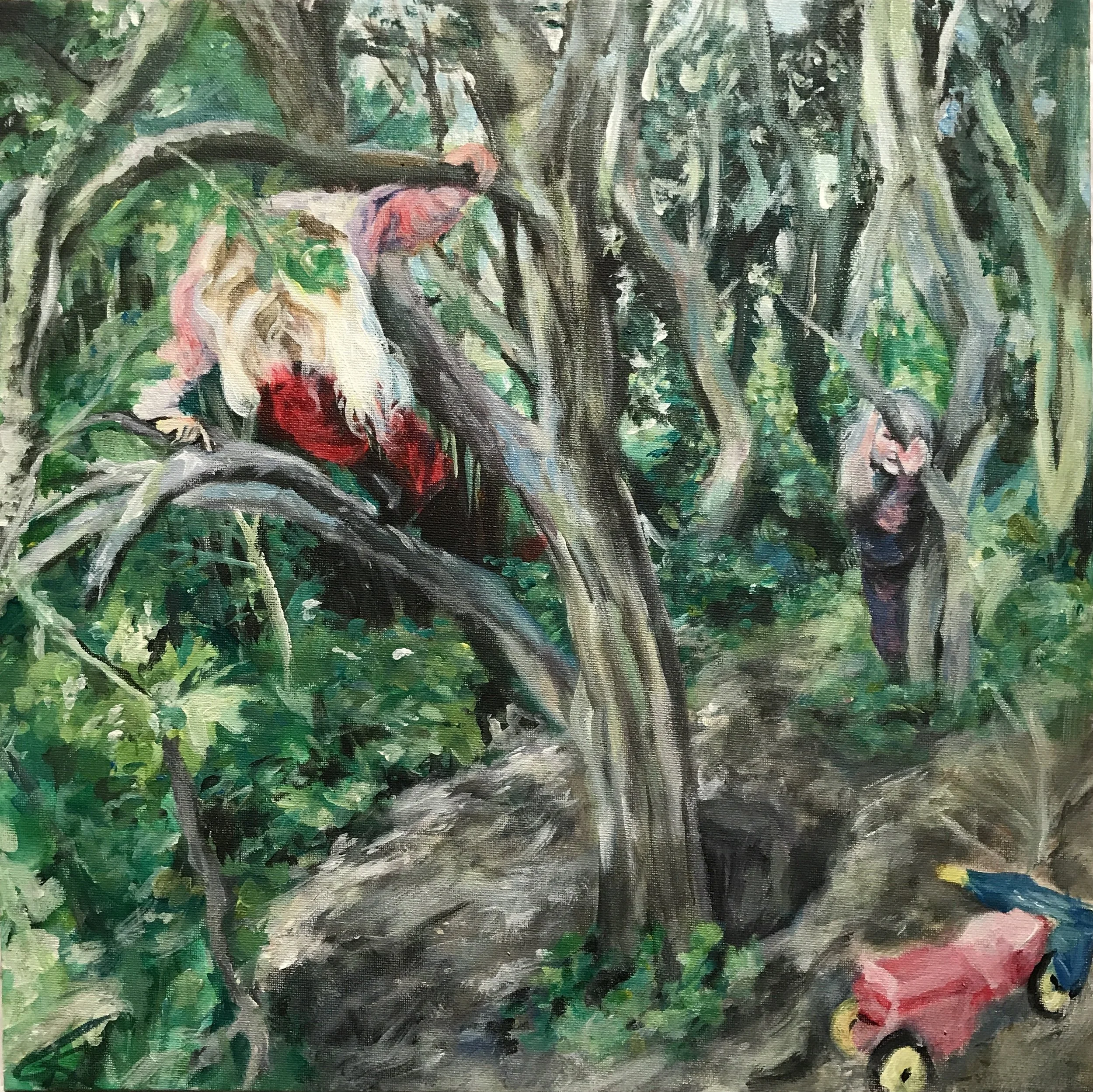 "Klatren i træer" 40 x 40 (SOLGT)