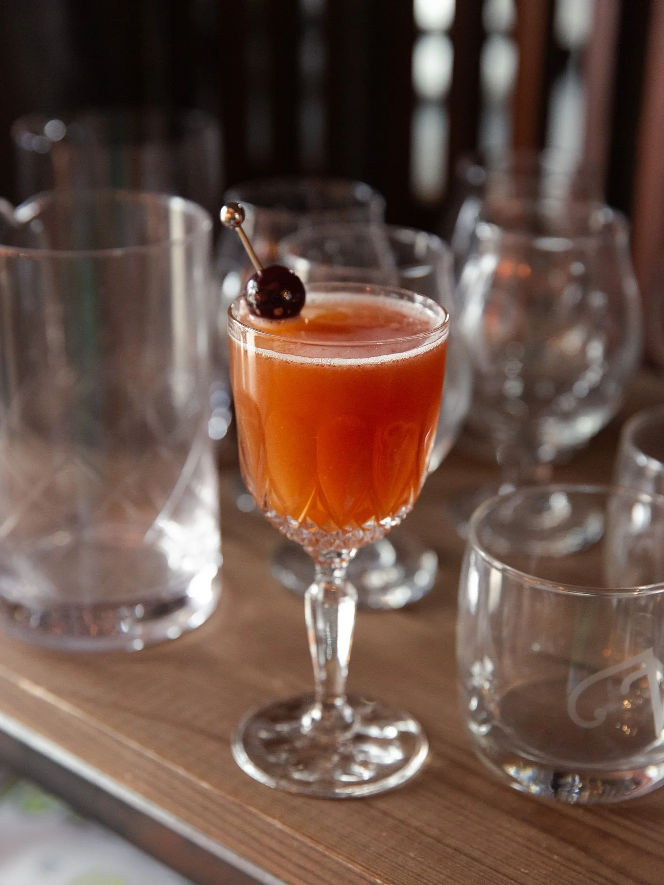 It&rsquo;s Friday and I think we deserve a treat. Let&rsquo;s try The Happy Wanderer! A Black Forest inspired sweet-tart confection, it combines Spruce Gin, cacao infused Herbal Liqueur, cherry infused sherry, fresh lemon juice and chocolate bitters.