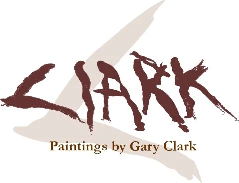 Logo for CLARK Paintings by Gary Clark, featuring abstract brush strokes and stylized text signature by the artist.