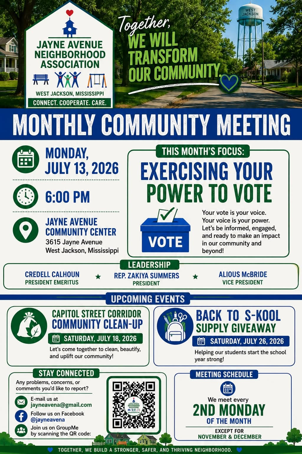 Jayne Avenue Neighborhood Association Monthly Community Meeting: Exercising Your Power to Vote