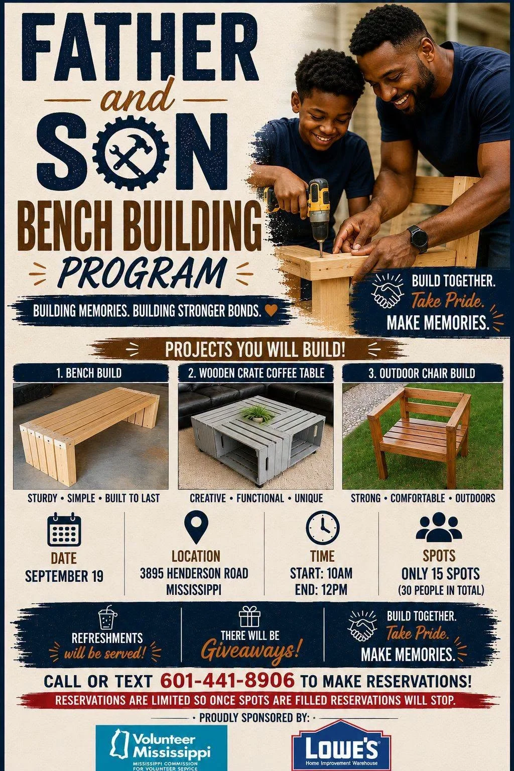 Father and Son Bench Building Program: Building Memories, Building Stronger Bonds