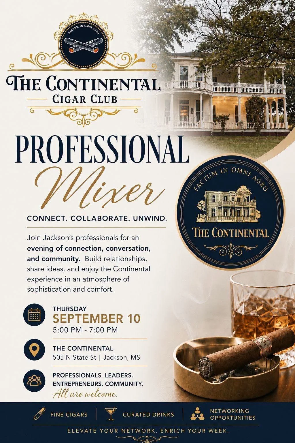 The Continental Cigar Club Professional Mixer: Connect, Collaborate, Unwind