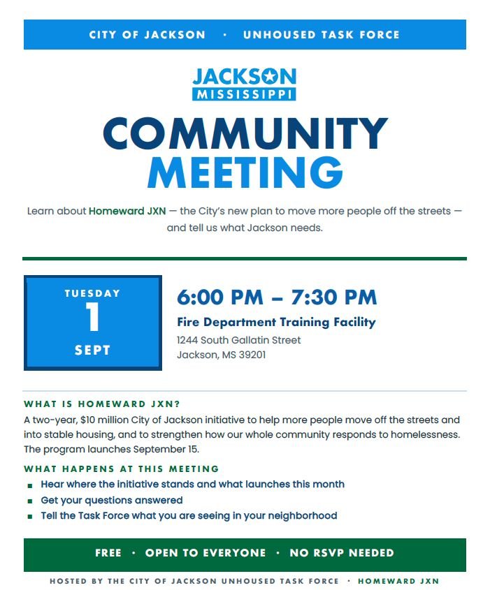 Homeward JXN Community Meeting: City of Jackson Unhoused Task Force