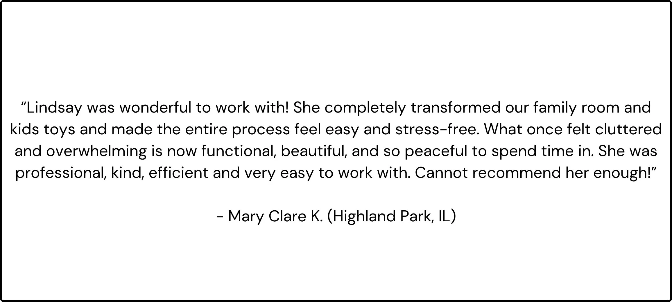 Google Review for Home Organization and Decluttering Service in Chicago