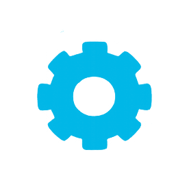 A blue circular icon with a white checkmark in the center.