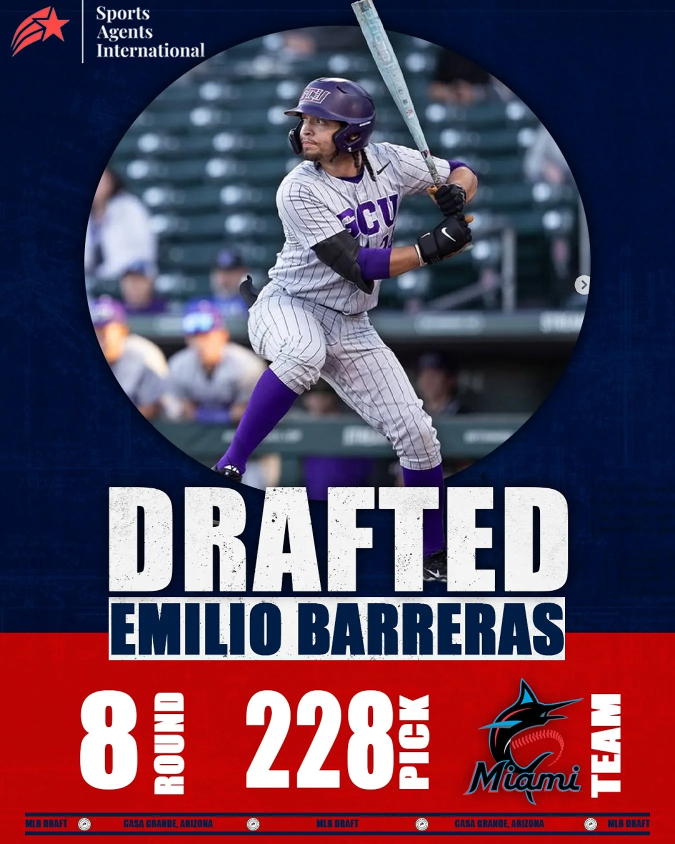 Congratulations to Emilio Barreras on being drafted by the Miami Marlins