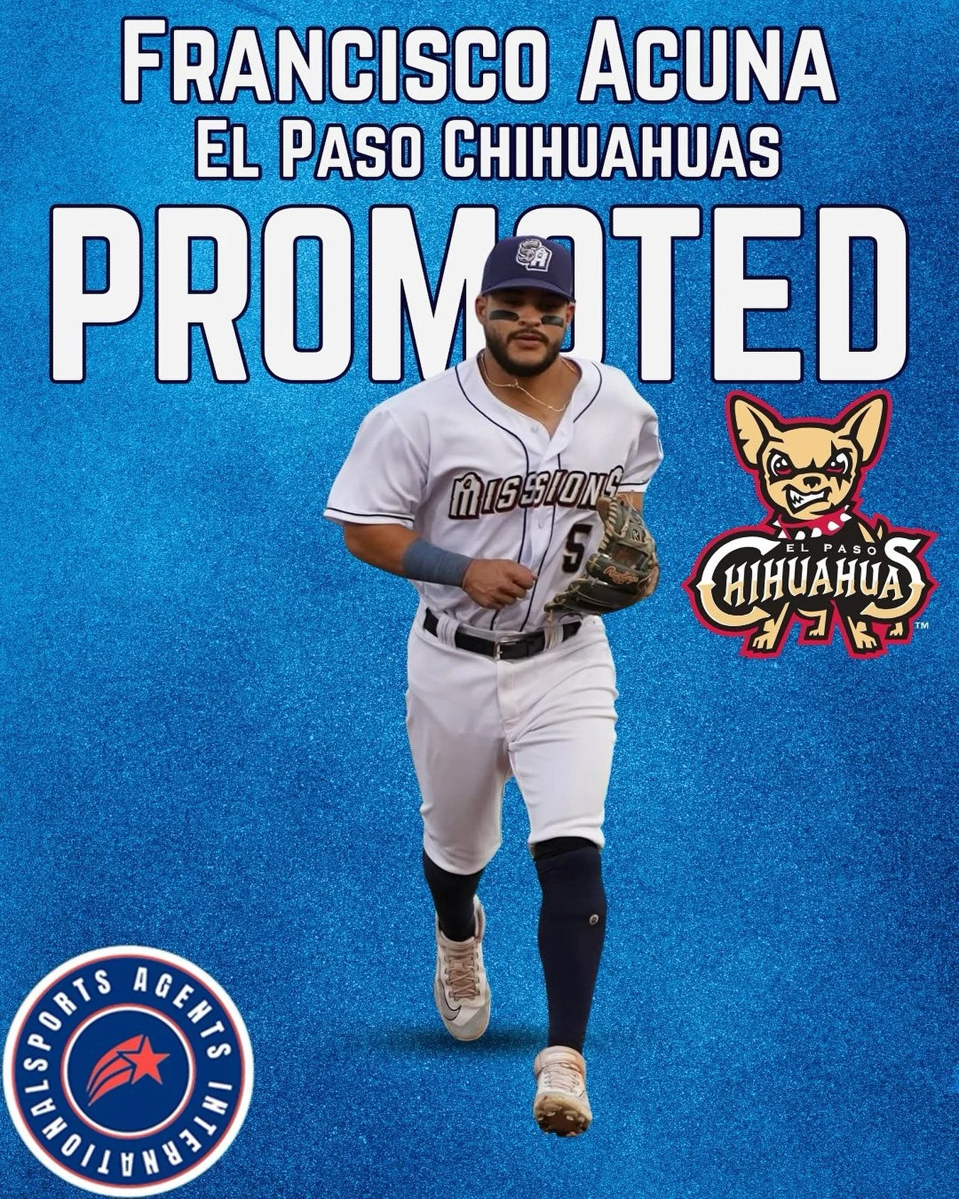 Congratulations to Francisco Acuna on being promoted to AAA El Paso (Padres)