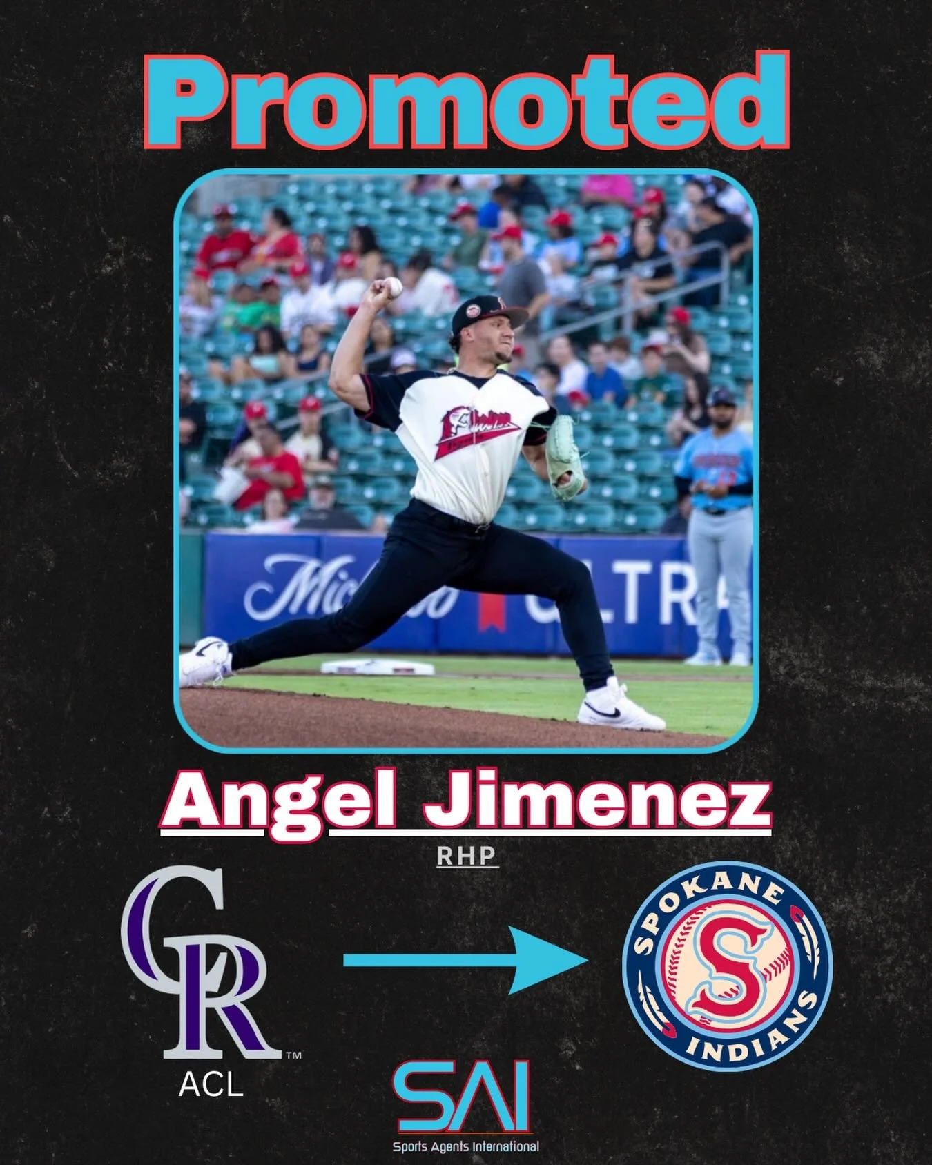 Congratulations to Angel Jimenez on being promoted to High A Spokane