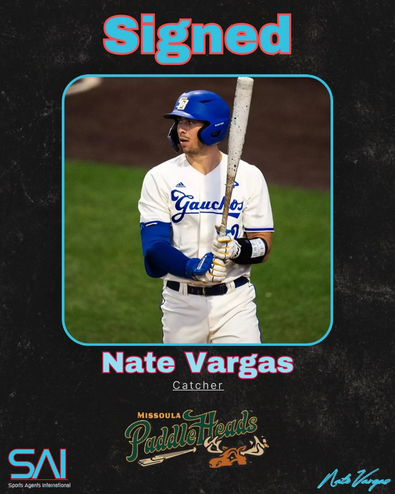 Congratulations to Nate Vargas on signing with the Missoula Paddleheads