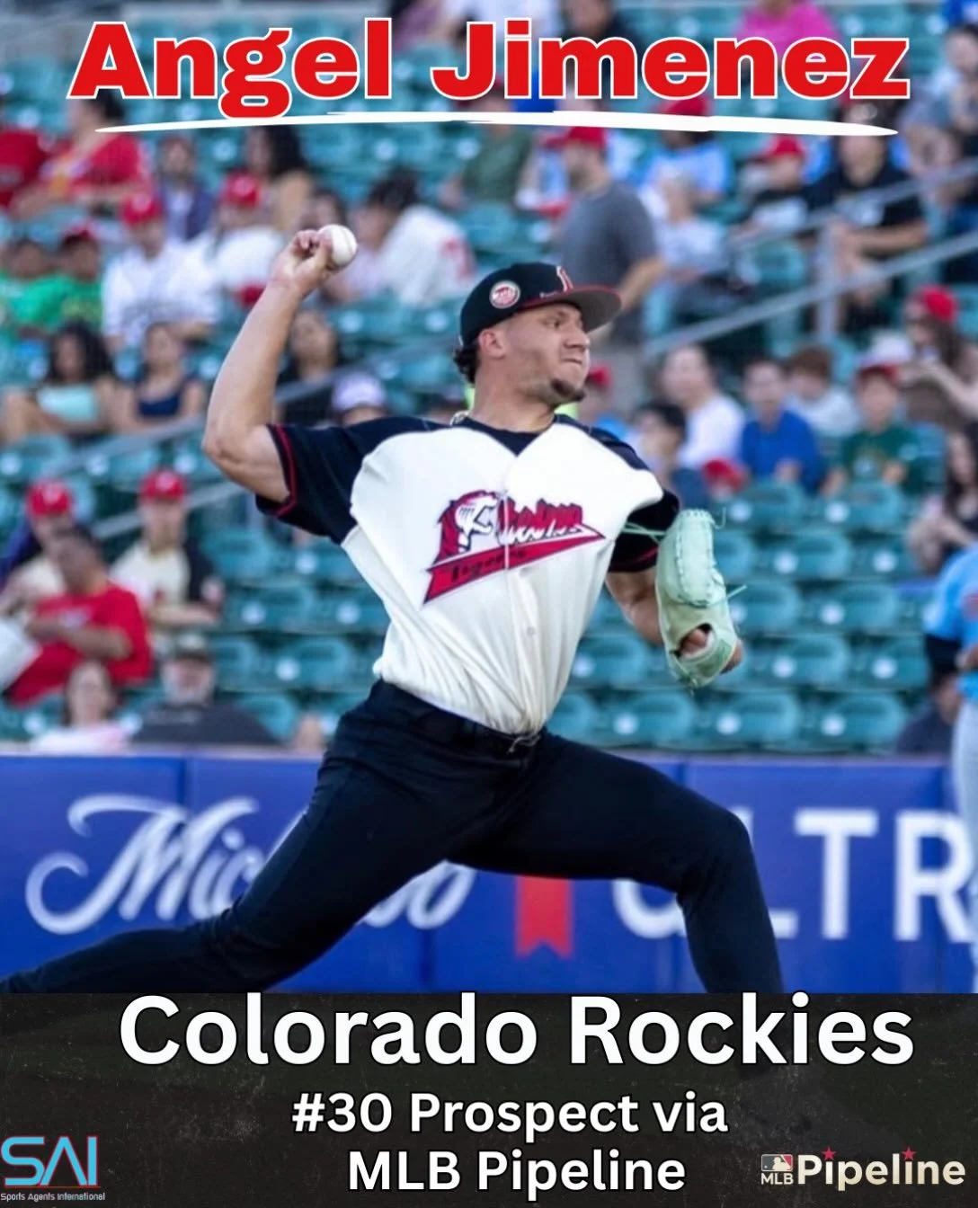 Congratulations to Angel Jimenez on being ranked the Rockies number 30 prospect via MLB Pipeline