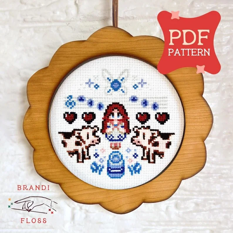 Cross stitch is a PERFECT cozy hobby for tree-side relaxation while it&rsquo;s cold outside. ✨🎄✨

All my patterns are currently 25% off for #smallbusinesssaturday at brandifloss.etsy.com